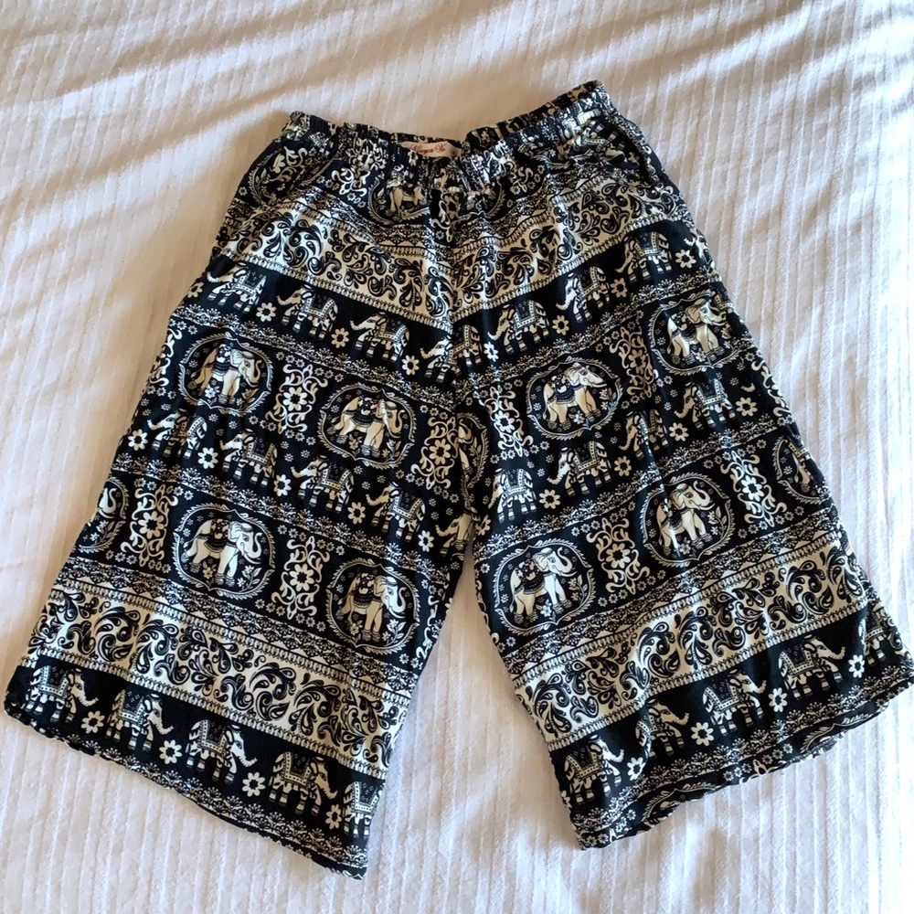 Elephant paisley print wide leg flowy pants